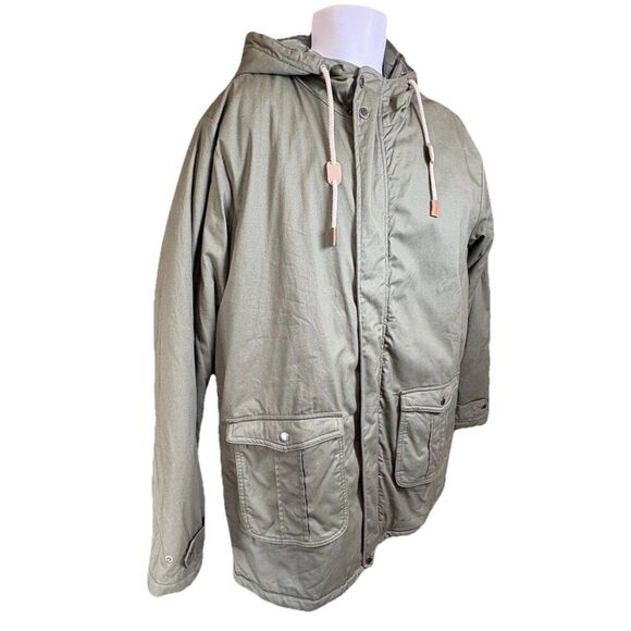 LIVERGY Urban Denim Winter Coat Men's Parka Size 42 Army Green Jacket - Picture 3 of 11